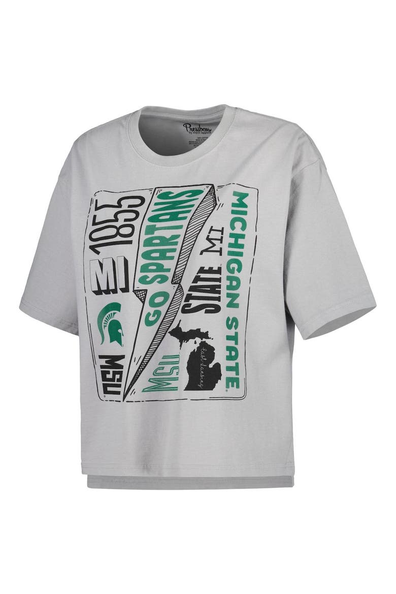 Women's Pressbox Silver Michigan State Spartans Rock & Roll School of Rock T-Shirt, Alternate, color, Silver