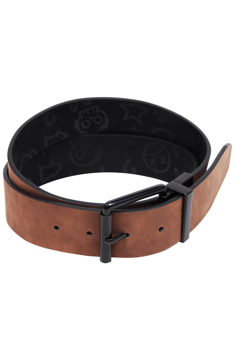 Element Distressed PU Reversible Belt with Allover Print, Alternate, color, Black
