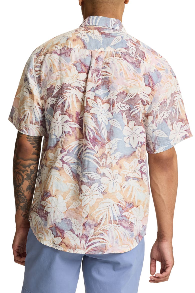 Sand Sunset Ombre Floral Shirt, Alternate, color, DEL FUEGO