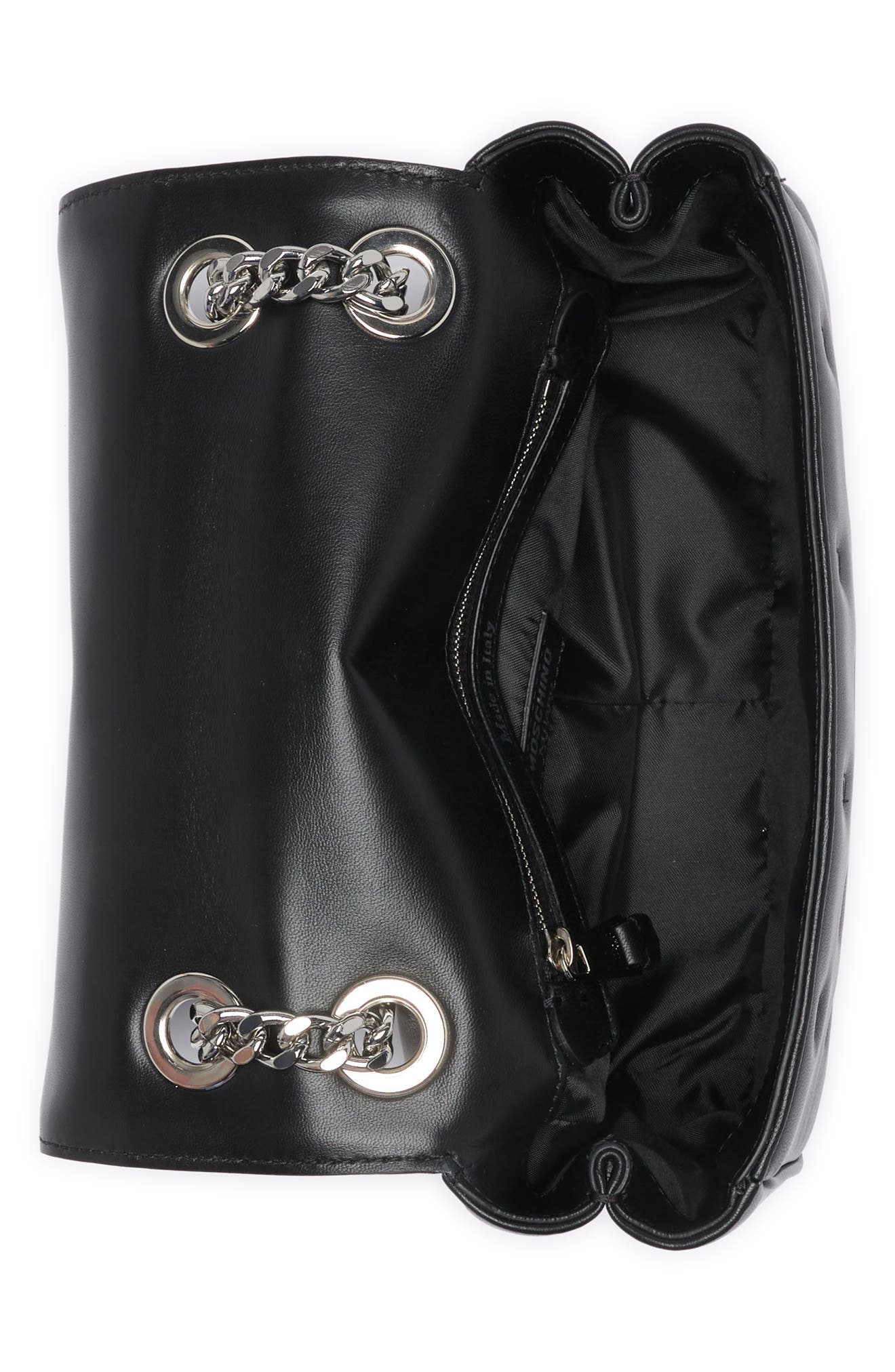 Embossed Leather Shoulder Bag, Alternate, color, BLACK