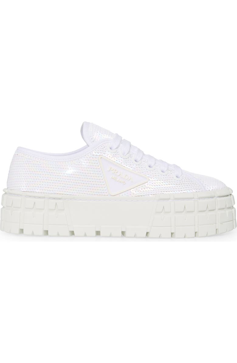 Prada Double Wheel Sequin Platform Sneaker, Alternate, color,