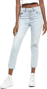 DAZE Daily Driver High Waist Button Fly Straight Leg Jeans