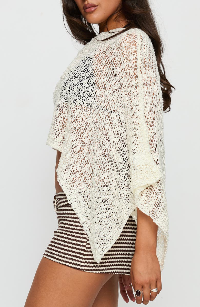 Princess Polly Boni Knit One-Shoulder Poncho, Alternate, color, Cream