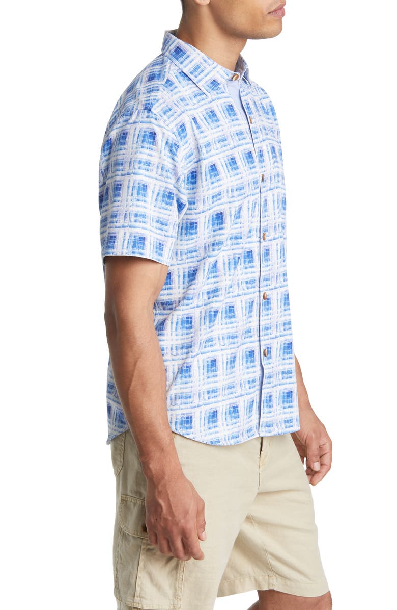 Tommy Bahama Echo Beach Tiles Short Sleeve Silk Blend Button-Up Shirt, Alternate, color, 