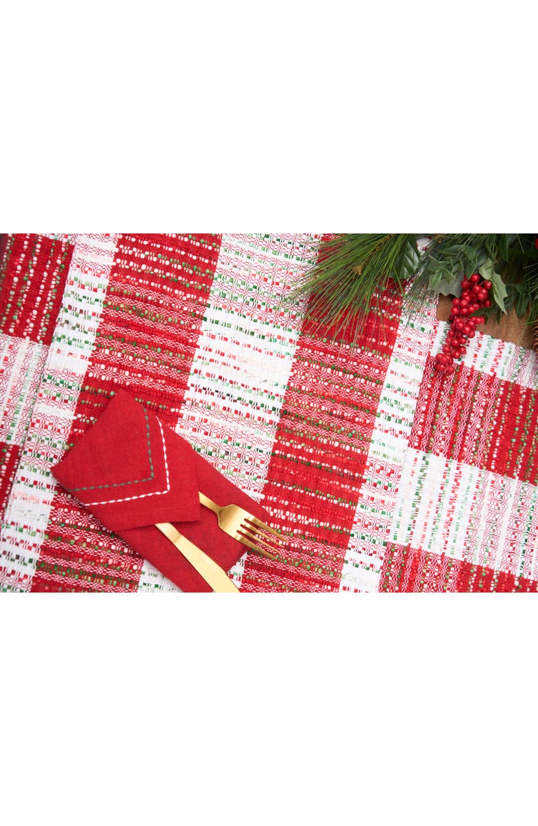 C&F Home Red & White Mélange Christmas Table Runner w/ Fringe 14" x 72", Alternate, color, Red