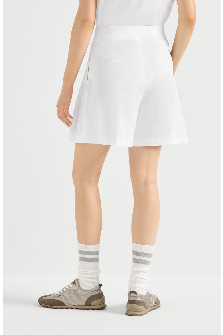 Stretch cotton piqué active shorts with logo, Alternate, color, White