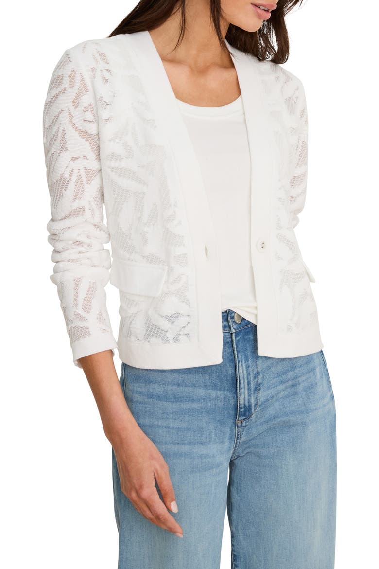 Garden Floral Lace Single Button Jacket, Main, color, PAPER WHITE