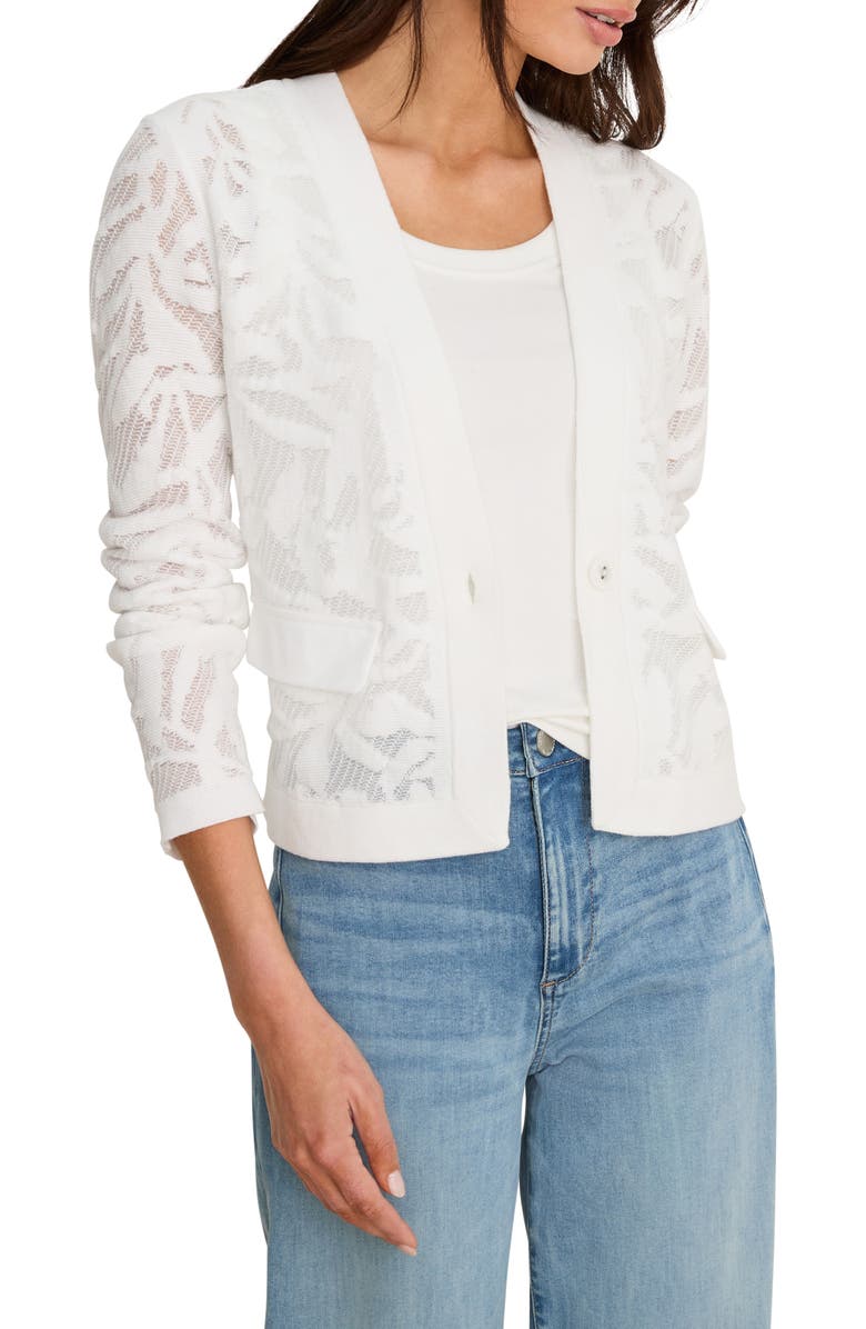 NIC+ZOE Garden Floral Lace Single Button Jacket, Main, color, Paper White