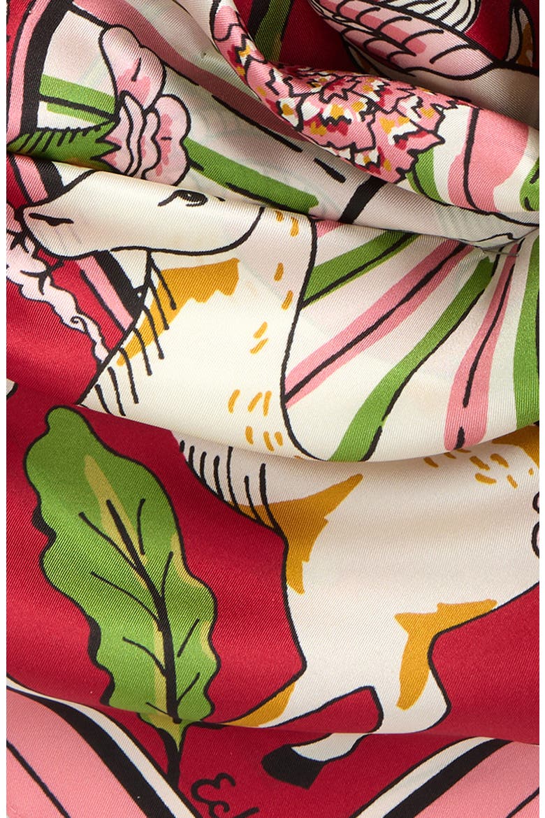 Year of the Goat Silk Square Scarf, Alternate, color, RED