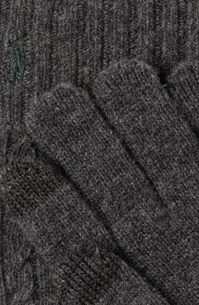Polo Ralph Lauren Cable Merino Wool Blend Gloves, Alternate, color, Barclay Grey Heather