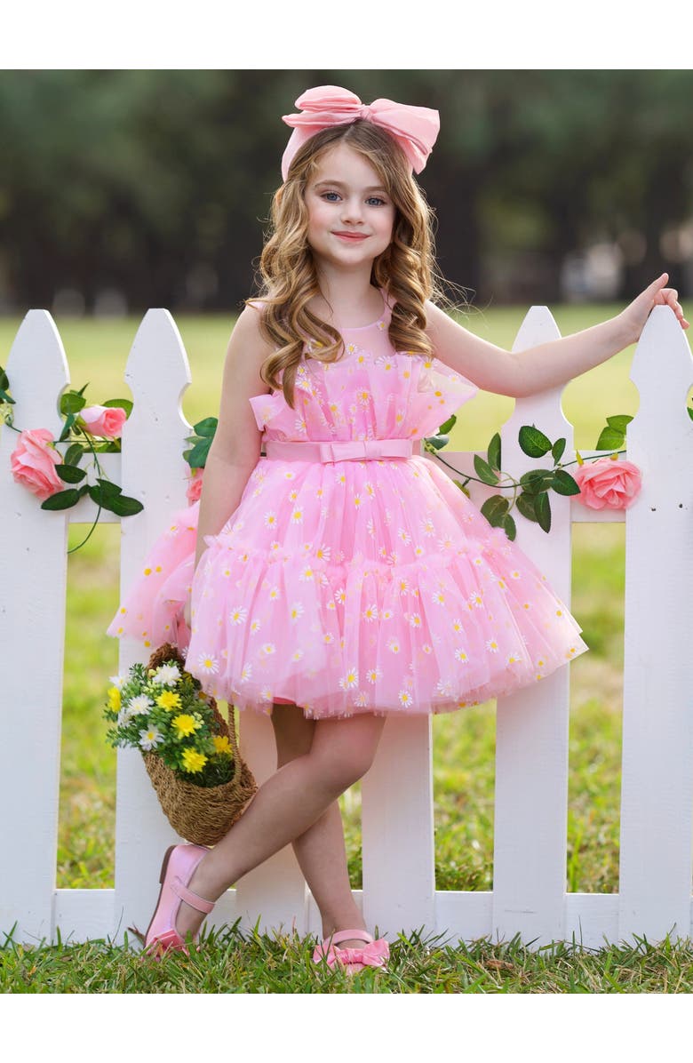 Mia Belle Girls Girls Delightful Daisy Embroidered Floral Tutu Dress, Alternate, color, 