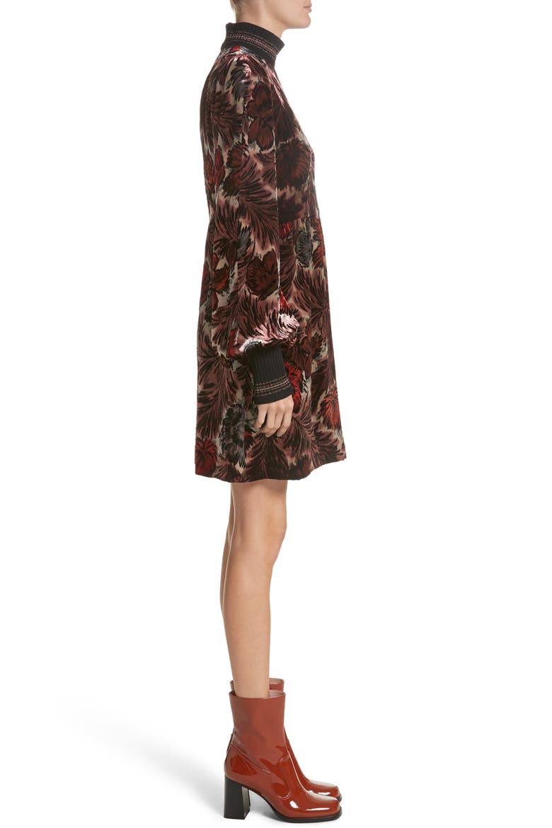Floral Velvet Mock Neck Dress, Alternate, color, MULTI