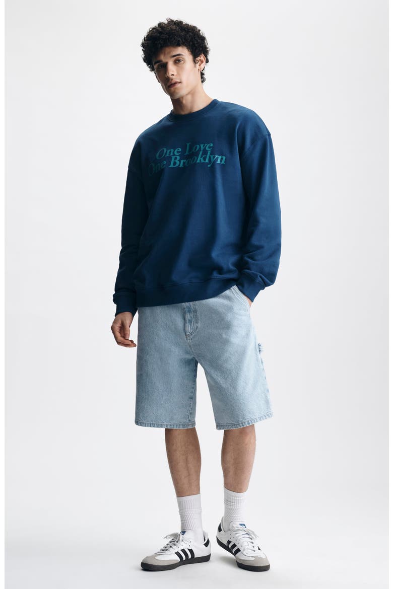 Graphic Crewneck Sweatshirt, Alternate, color, NAVY PEONY