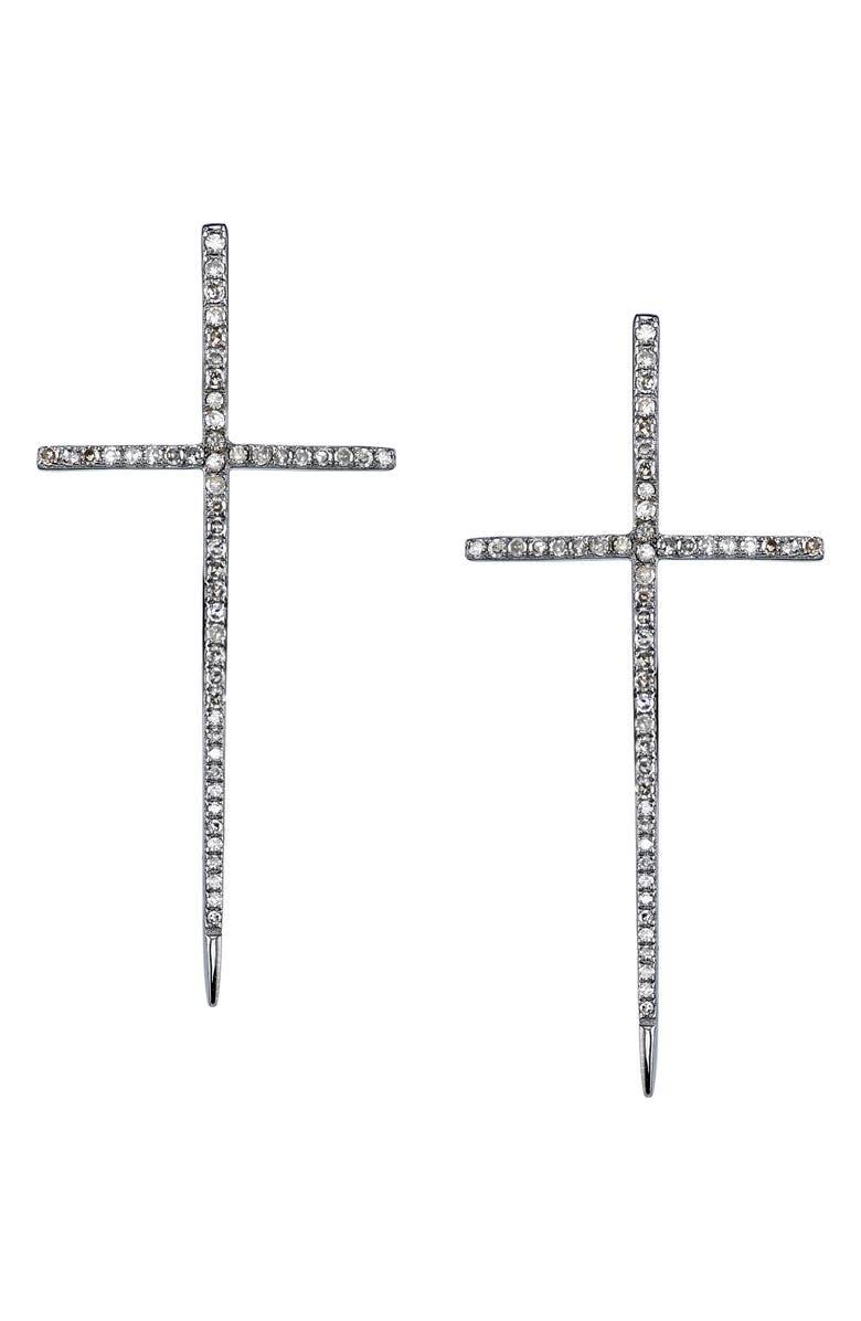 Sheryl Lowe Diamond Dagger Cross Earrings, Main, color,