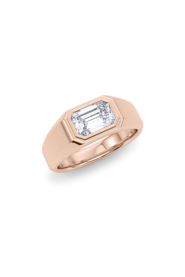 Men's Emerald Cut Lab Created Diamond Signet Ring, Main, color, 18K ROSE GOLD