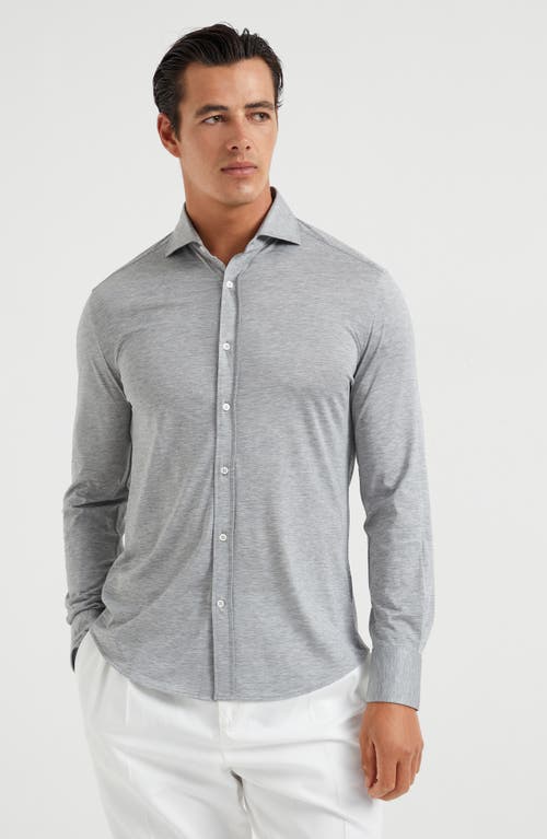 Brunello Cucinelli Silk-cotton Button-up Shirt In Gray