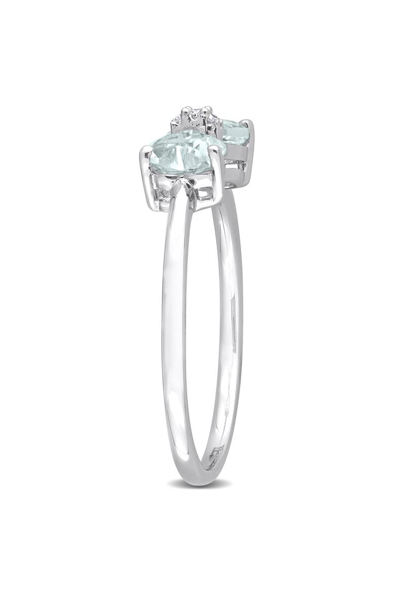 Heart Bow Aquamarine & Diamond Ring - 0.015ct., Alternate, color, BLUE