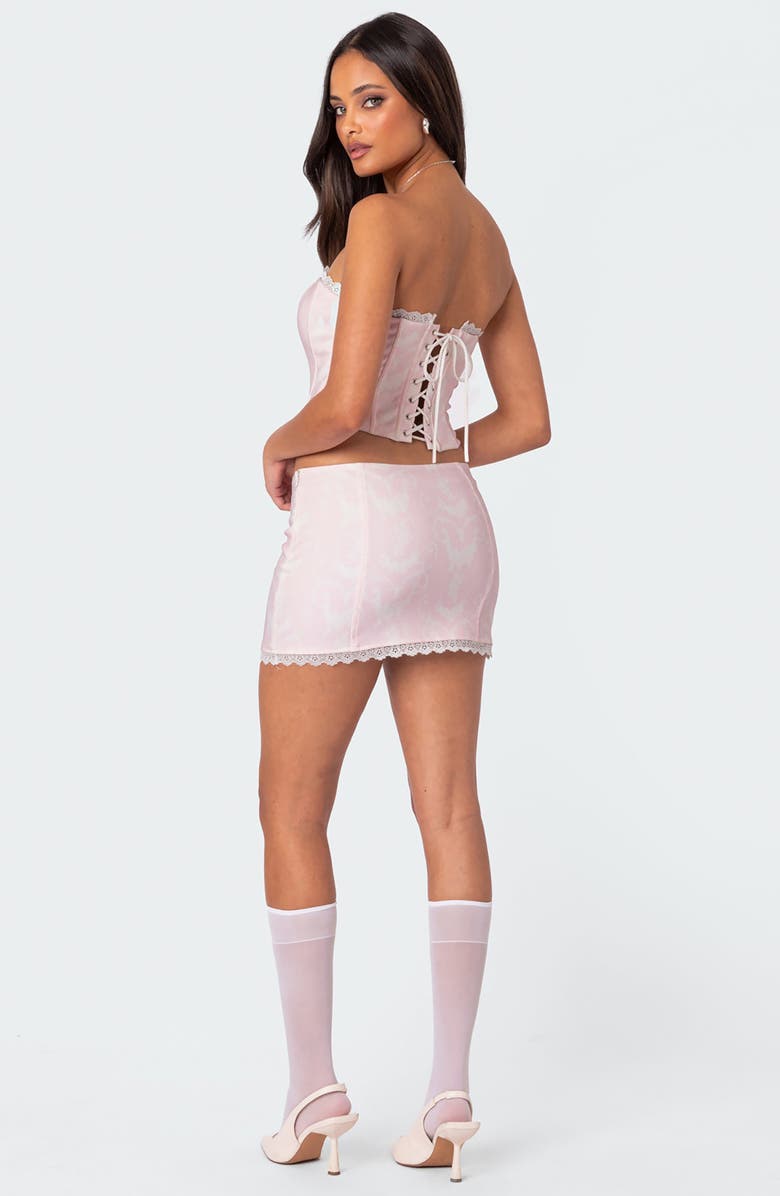 EDIKTED Silvie Lace Trim Miniskirt, Alternate, color, 
