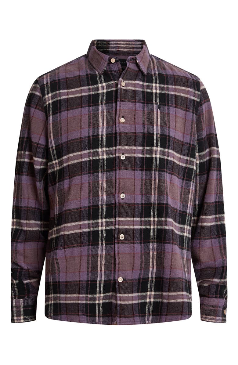 AllSaints Buzzard Plaid Cotton Flannel Button-Up Shirt, Alternate, color, 