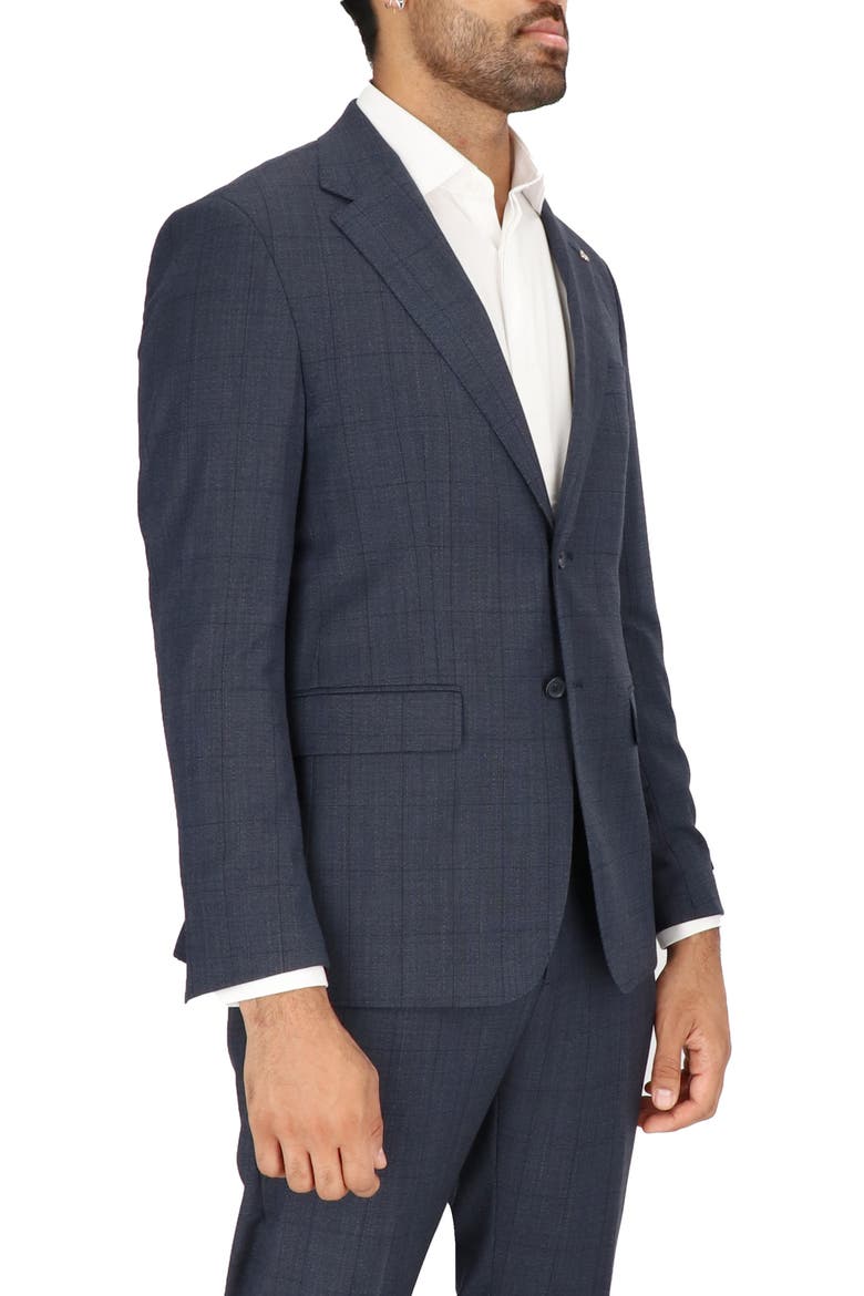 Navy Windowpane Check Stretch Wool Sport Coat, Alternate, color, NAVY WINDOWPANE
