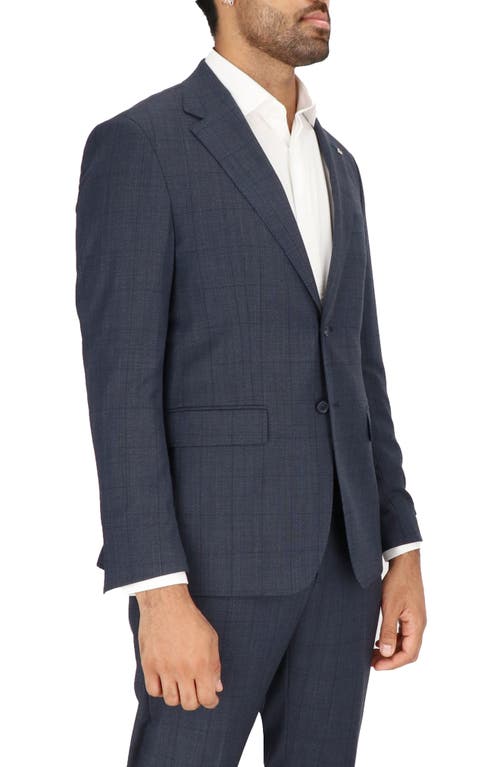 Scotch & Soda Navy Windowpane Check Stretch Wool Sport Coat In Navy Windowpane