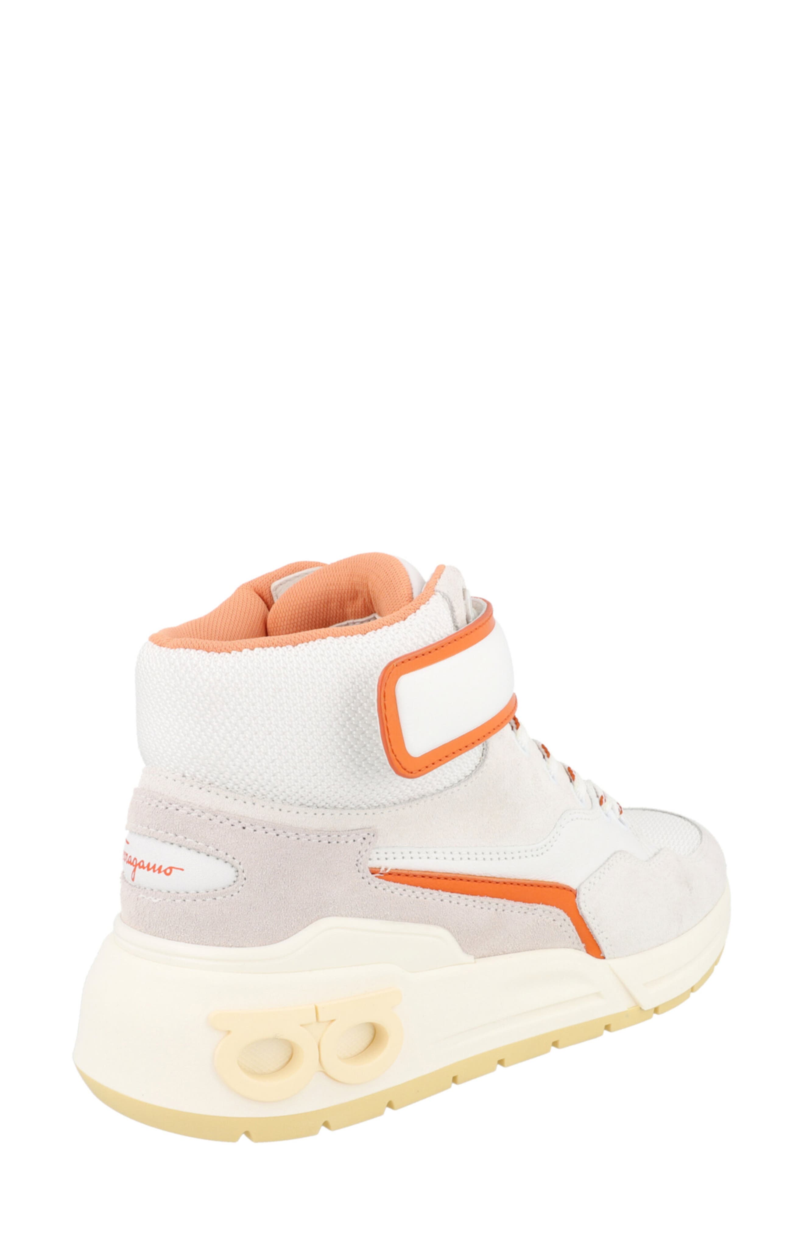 FERRAGAMO Cosma High Top Sneaker, Alternate, color, White/ Orange