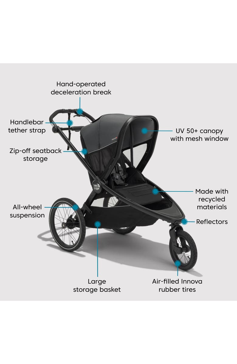 Baby Jogger city prix<sup>™</sup> Convertible Jogging Stroller, Alternate, color, Eco Black