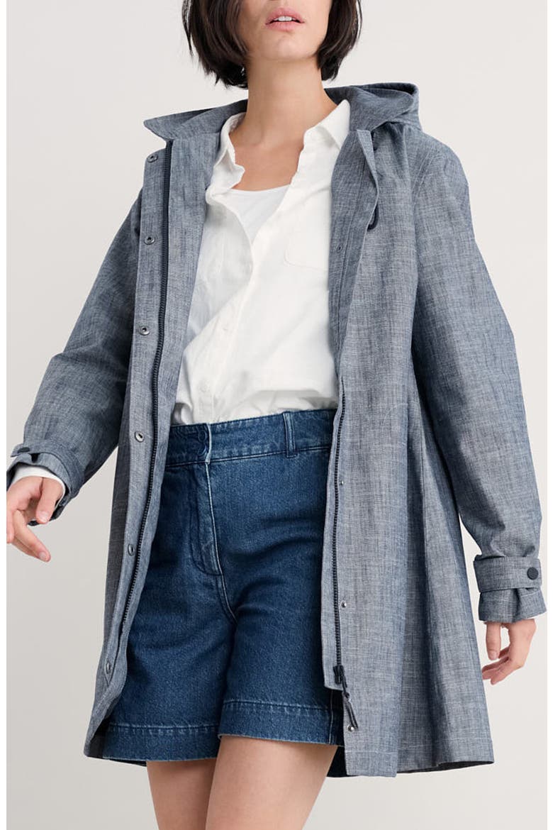 Cloudburst Waterproof Organic Cotton Coat, Main, color, LIGHT WASH WAVE