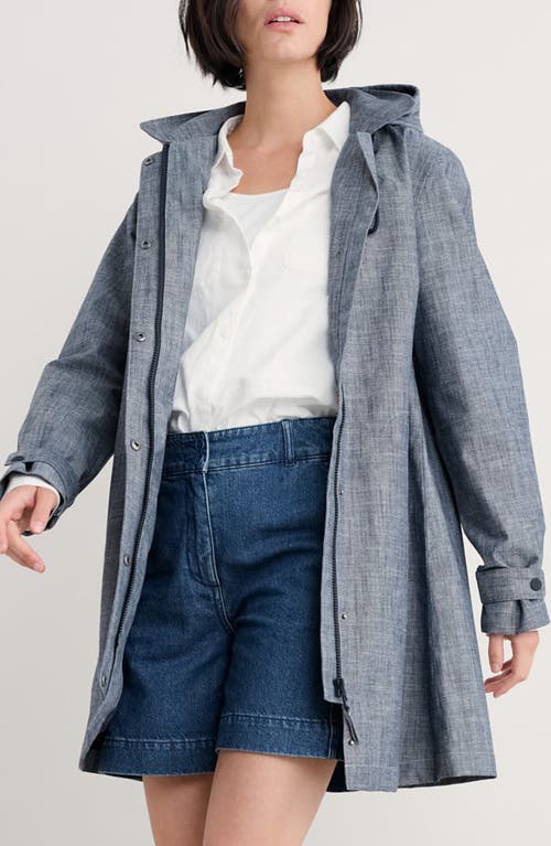 Seasalt Cornwall Cloudburst Waterproof Organic Cotton Coat In Light Wash Wave