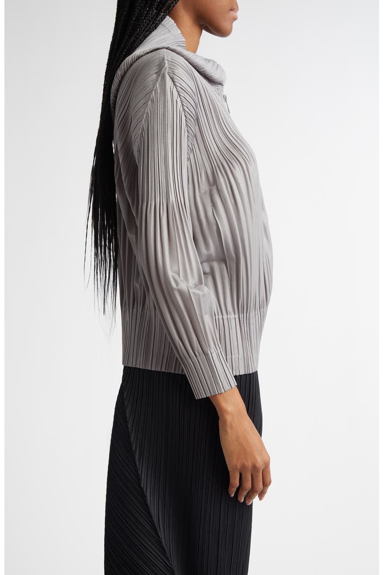 Pleated Zip Front Hoodie, Alternate, color, GRAY