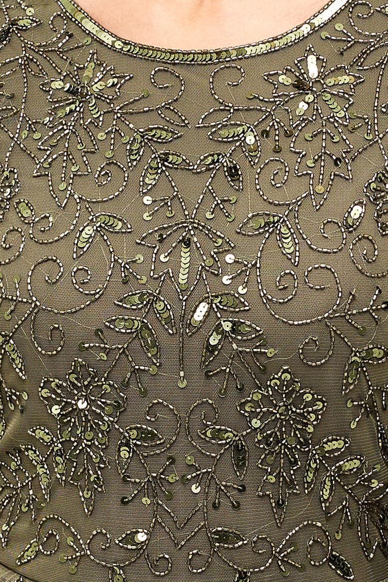 Modest Ebellished Sequins A Line Maxi Dress, Alternate, color, KHAKI