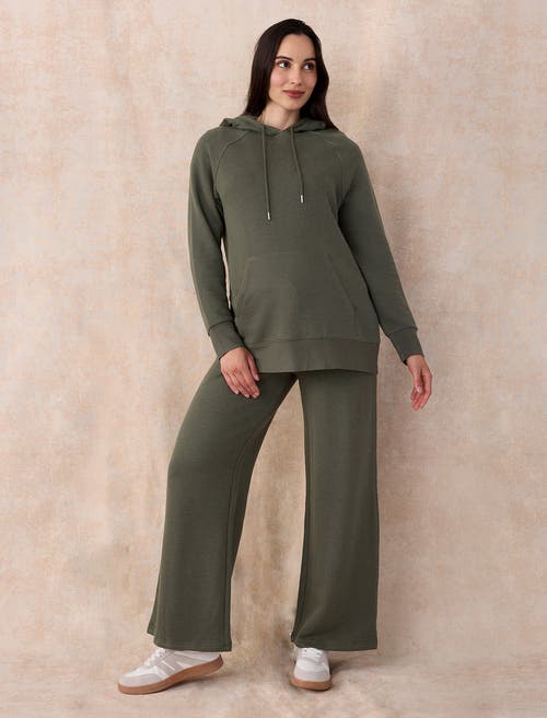Motherhood Maternity Under The Belly Wide Leg Sweatpants In Green