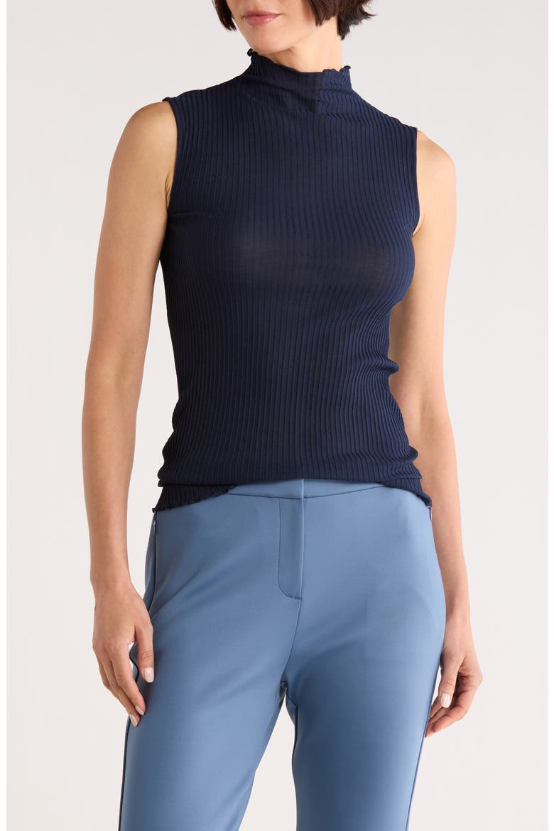 Funnel Neck Texture Tank, Main, color, NAVY