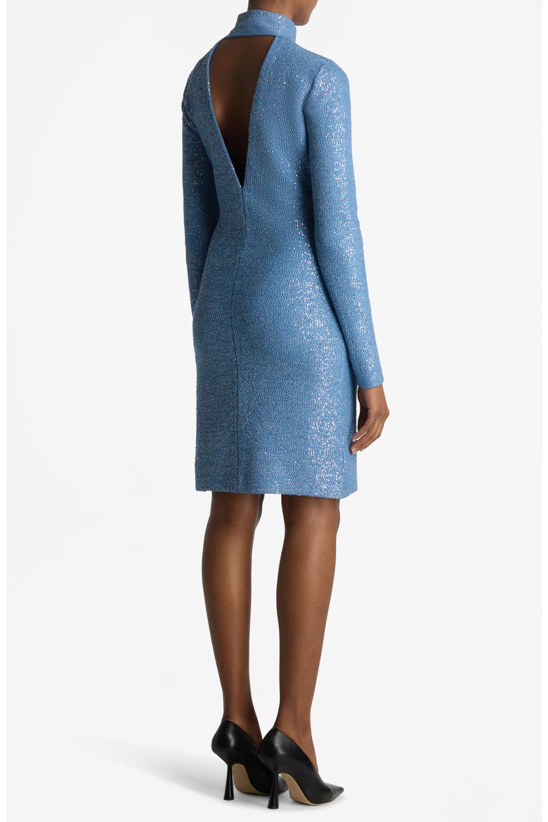 Iridescent Sequin Long Sleeve Back Cutout Sweater Dress, Alternate, color, LAGUNA MULTI