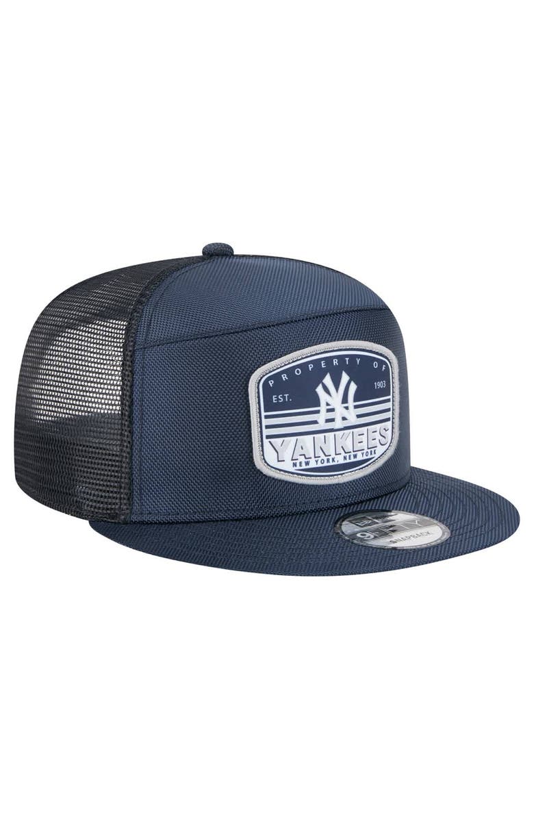 New Era Men's New Era  Navy New York Yankees Split Panel 9FIFTY Trucker Snapback, Alternate, color, 