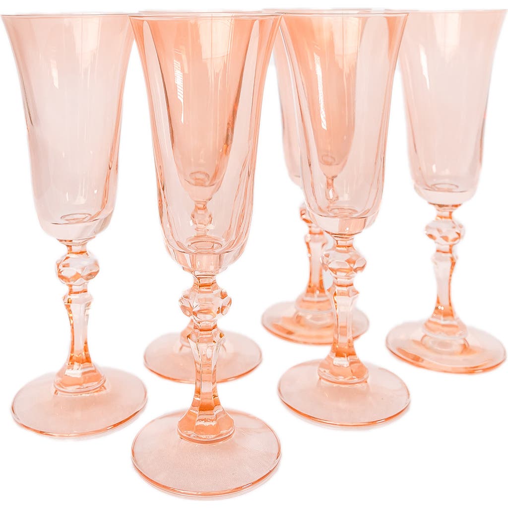 Estelle Colored Glass Set of 6 Regal Flutes in Blush Pink  product