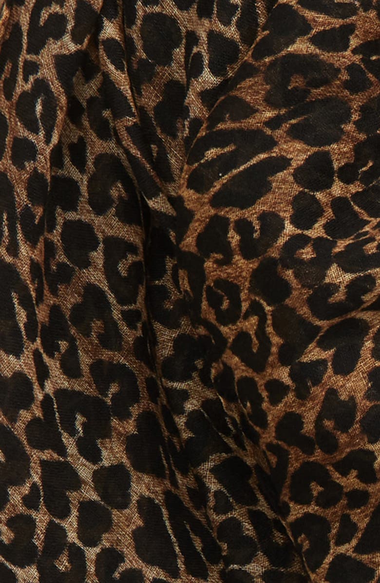 Saint Laurent Leopard Print Wool Scarf, Alternate, color, 