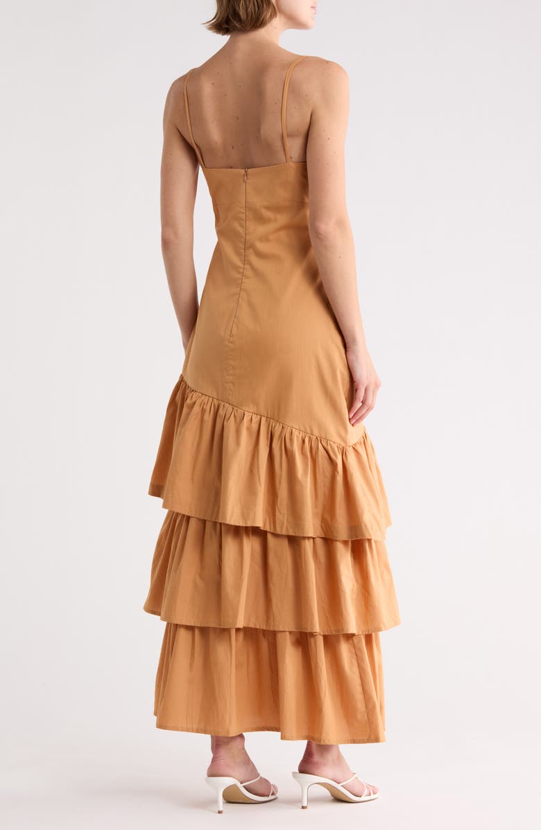 DRESS TO Knotted Ruffle Tiered Sundress, Alternate, color, Palha