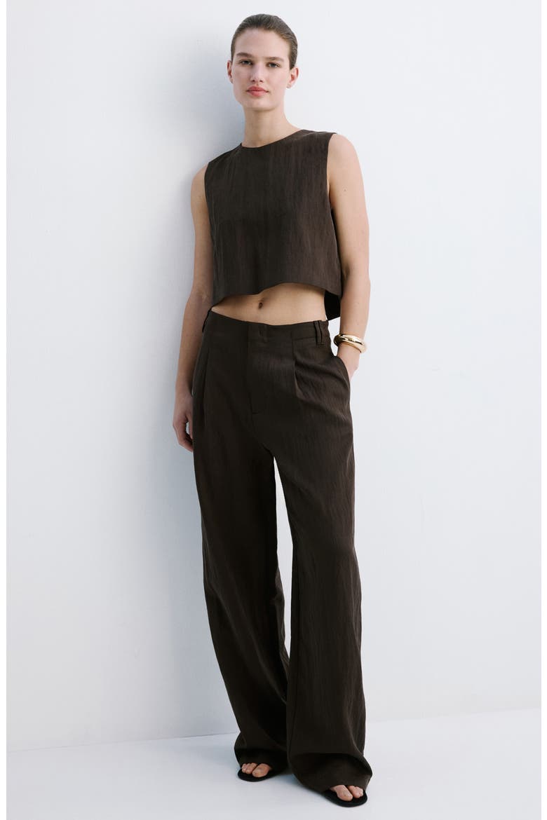 Pleated Straight Leg Pants, Alternate, color, CHOCOLATE