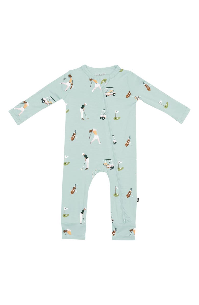 Kyte BABY Two-Way Zip Romper, Main, color, Golf