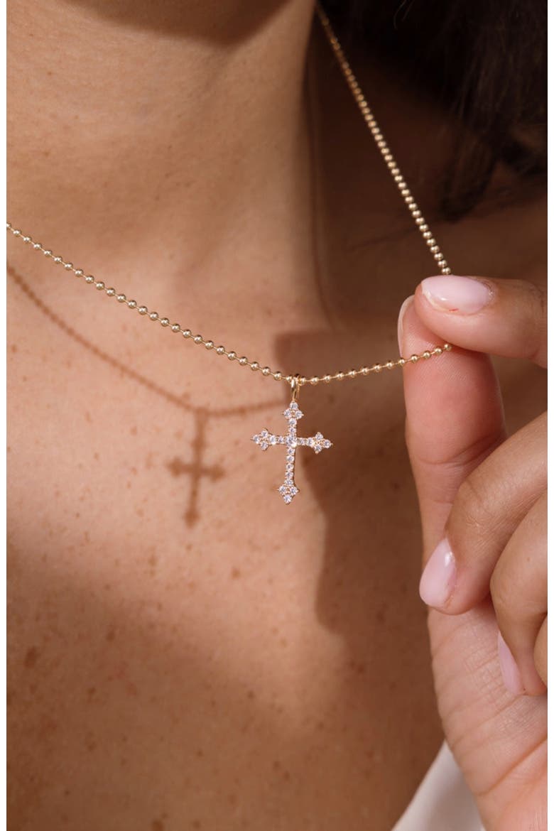 Vintage Cross Bead Chain Necklace, Alternate, color, Gold Vermeil