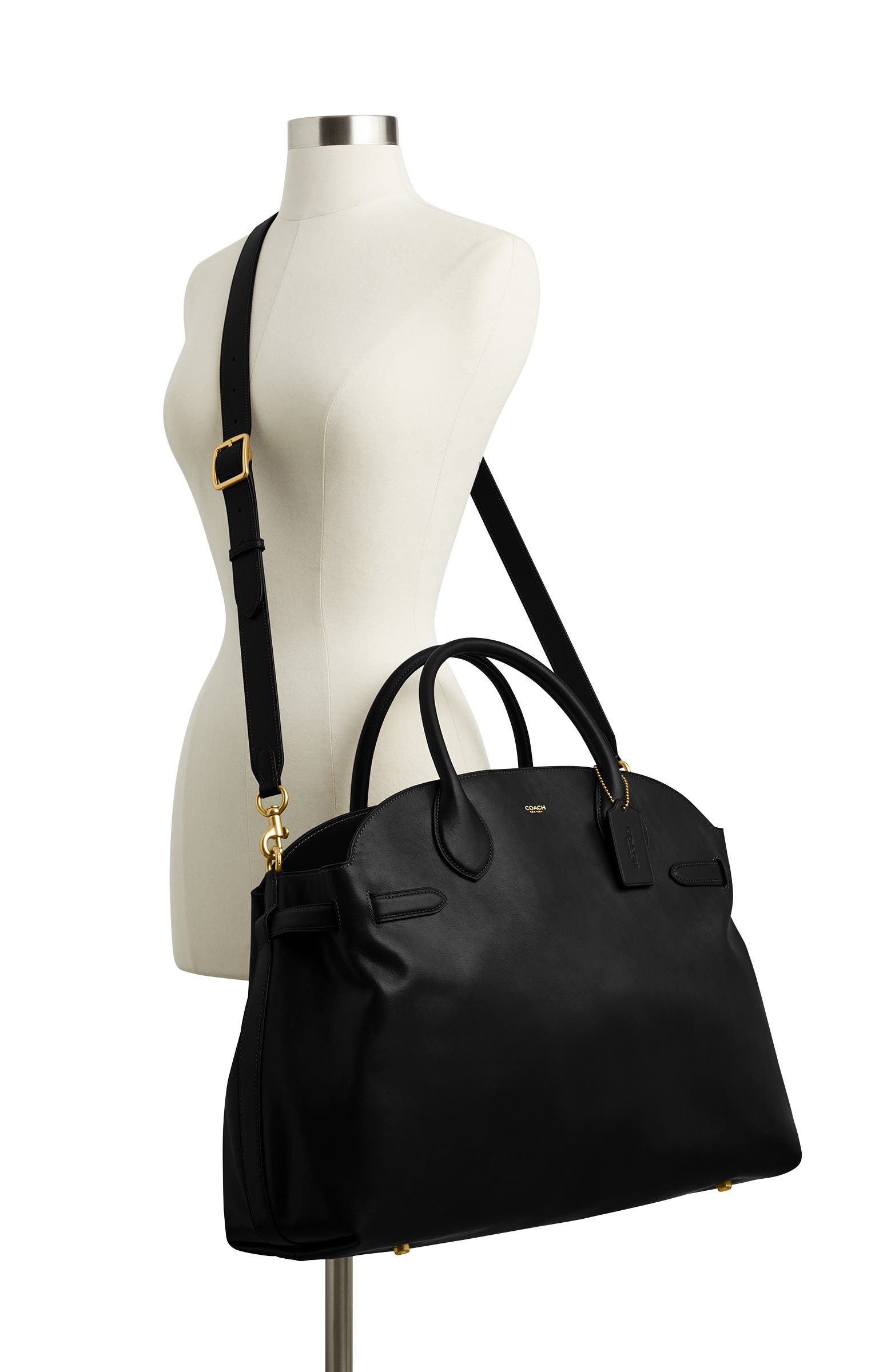 COACH Empire Soft Leather Carryall Satchel, Alternate, color, Black