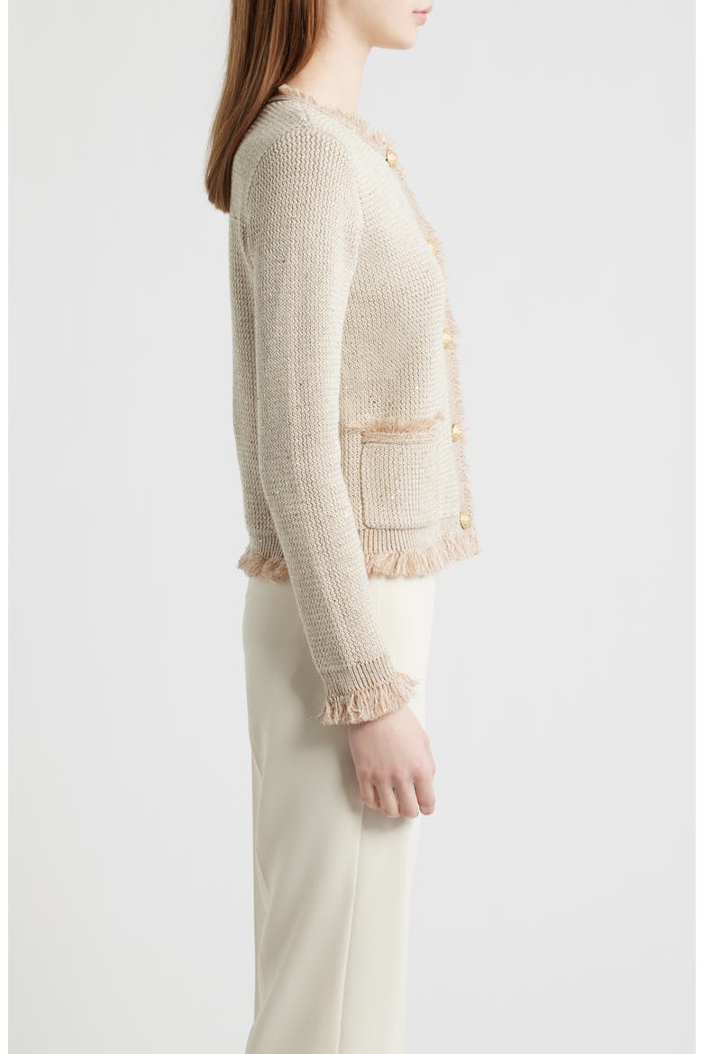 Kailey Sequin Fringe Cardigan, Alternate, color, NATURAL