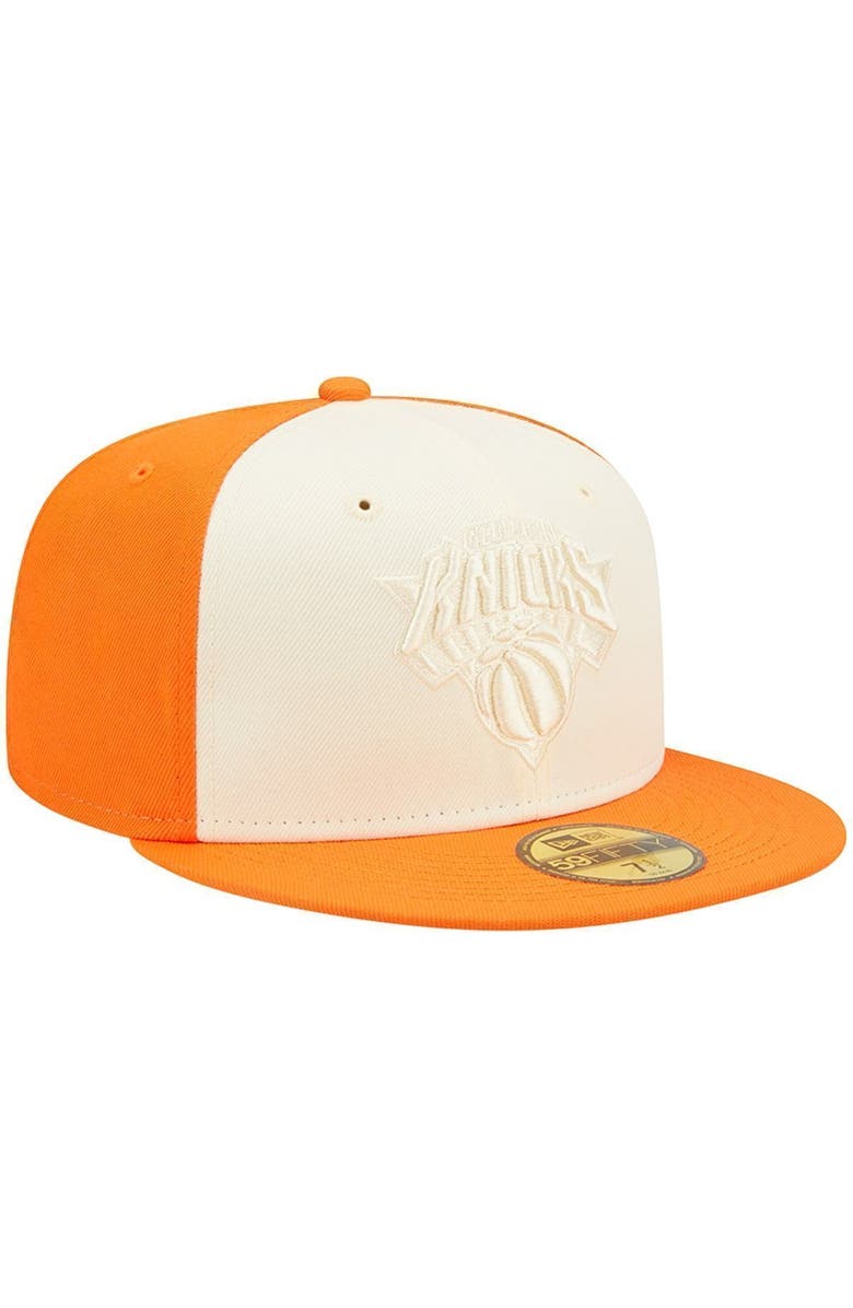 New Era Men's New Era Cream/Orange New York Knicks Cork Two-Tone 59FIFTY Fitted Hat, Alternate, color,