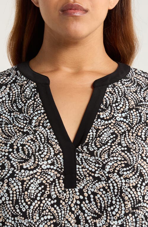 Ak Anne Klein Split Neck Tunic In Black