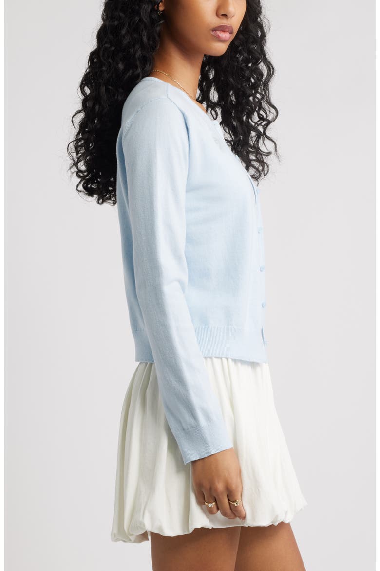 Crewneck Cotton Blend Cardigan, Alternate, color, BLUE SKYRIDE