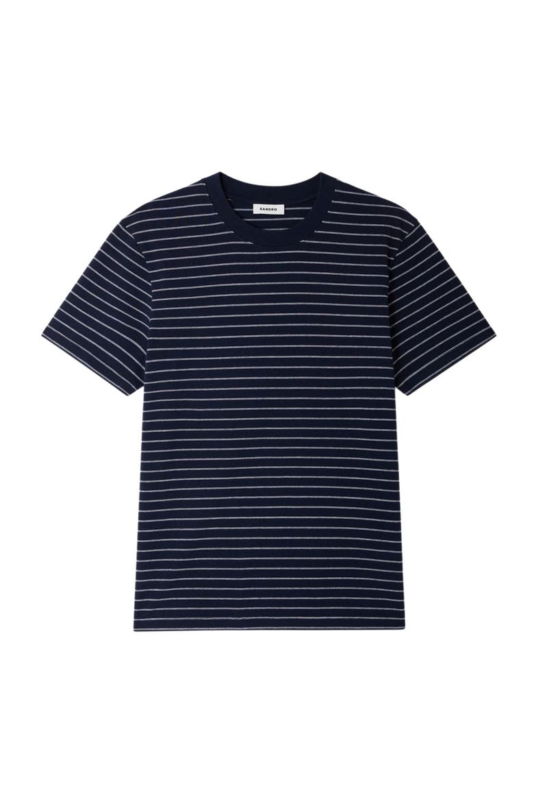 Striped T-shirt, Alternate, color, Marine / blanc