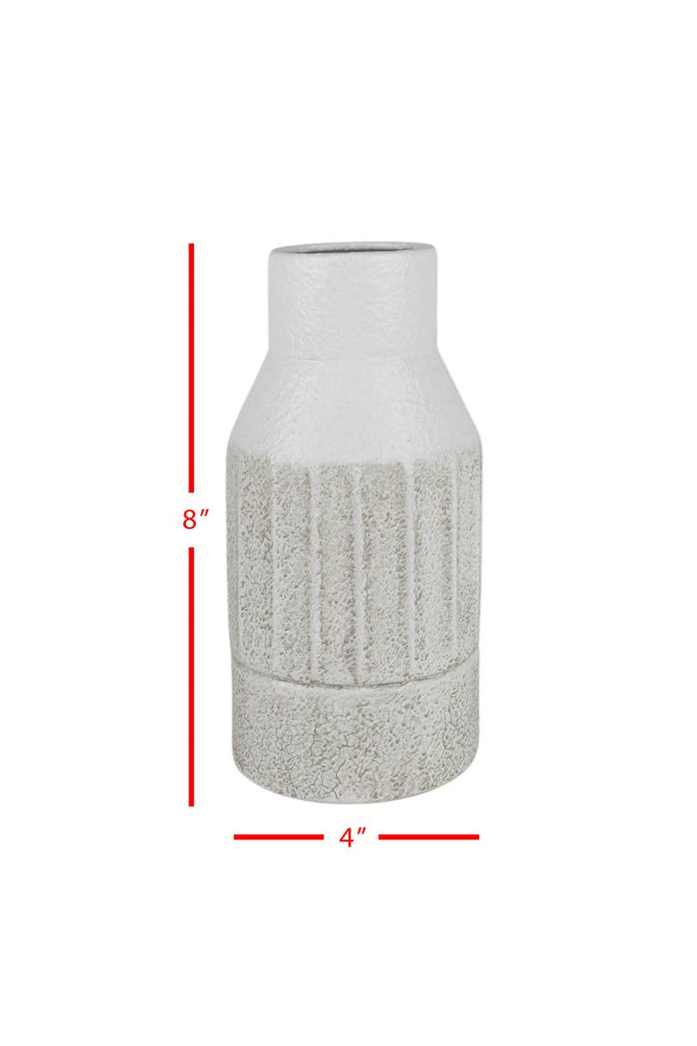 Fluted Sandy Vase White Metal, Alternate, color, White