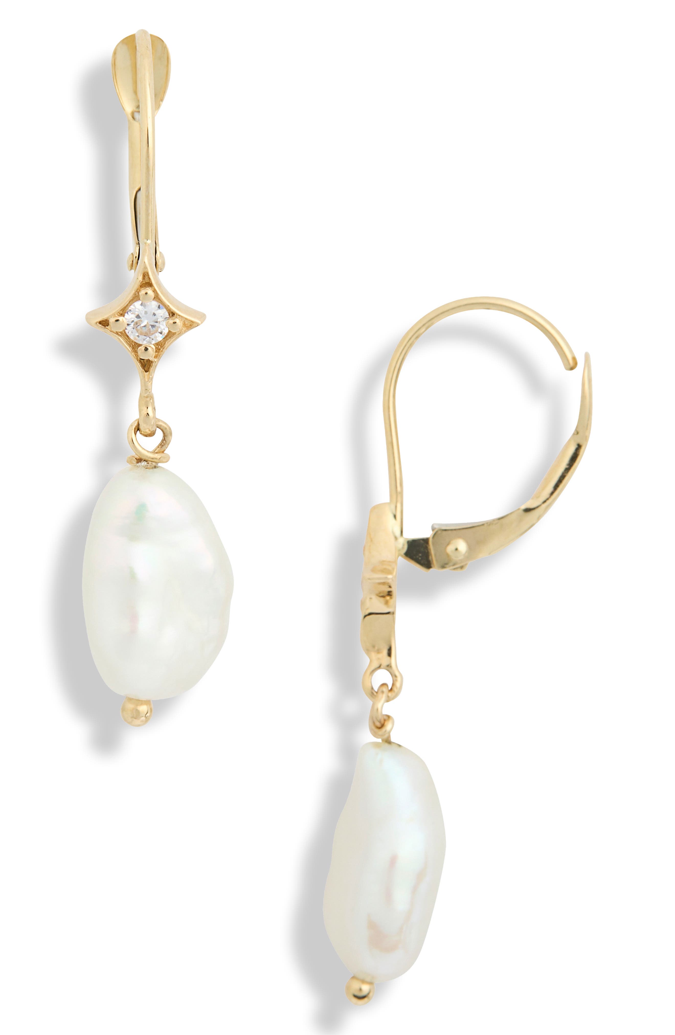 Anzie Jac + Jo Aurora Freshwater Pearl Drop Earrings in White 