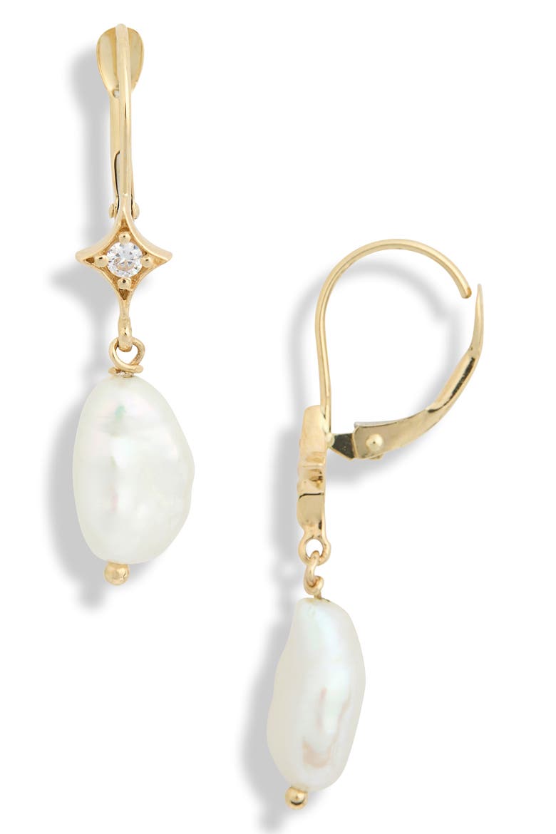 Jac + Jo Aurora Freshwater Pearl Drop Earrings, Main, color, WHITE
